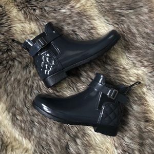hunter refined slim fit quilted gloss Chelsea boot